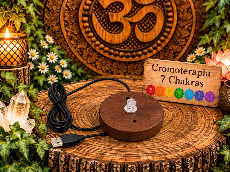 Base madera led usb cromoterapia